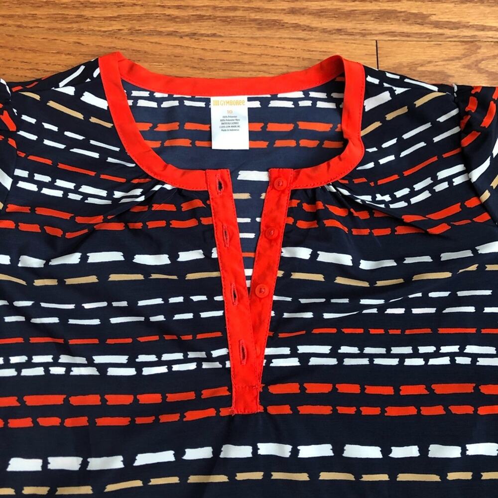 Gymboree Striped 3/4 Sleeves Blue Orange Casual Lightweight Top Girl’s Size 10 - Picture 2 of 10